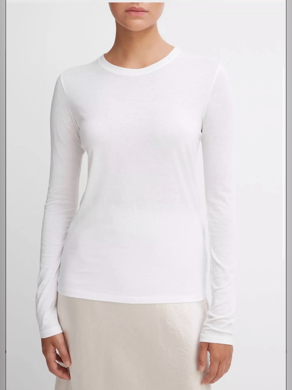 Vince Essential Long Sleeve Crew Neck T-Shirt White Size Small